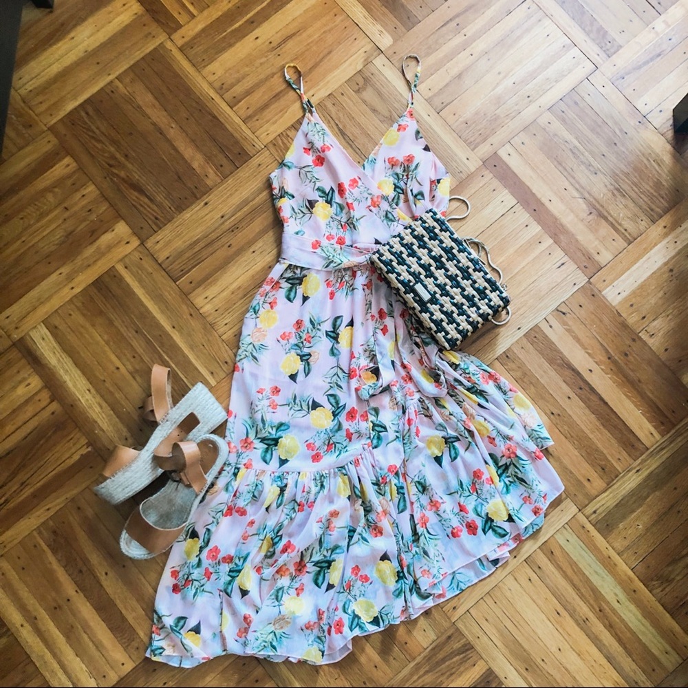 Marissa Webb | Pink floral asymmetrical dress - Picture 1 of 3